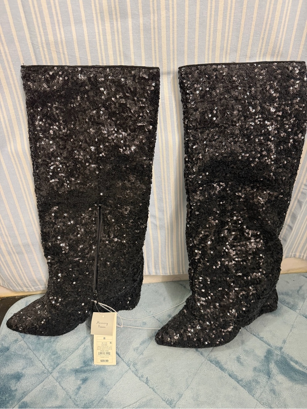 Sequined Black Knee-High Women's Boots - Brand A New Day